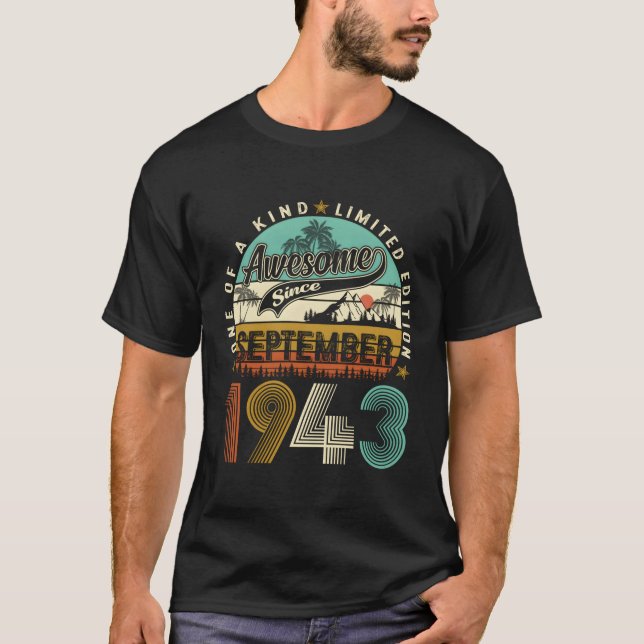Awesome Since September 1943 80Th 80 T-Shirt (Front)
