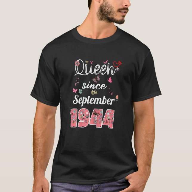 Awesome Since September 1944 Flowers 1944 Septembe T-Shirt (Front)