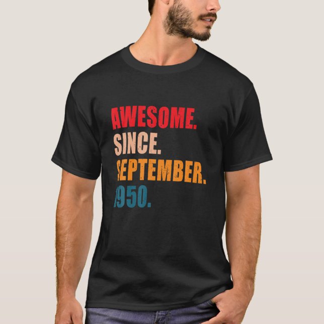 Awesome Since September 1950 Vintage Personalised T-Shirt (Front)