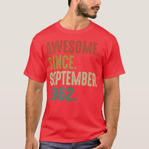 Awesome Since September 1962 Vintage 60th Birthday T-Shirt