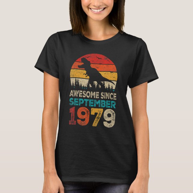 Awesome Since September 1979 43rd Birthday Boy Din T-Shirt (Front)