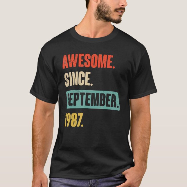 Awesome Since September 1987  36th Birthday 36 Yea T-Shirt (Front)