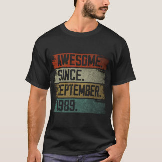 Awesome Since September 1989 34Th Birthday 34 Year T-Shirt