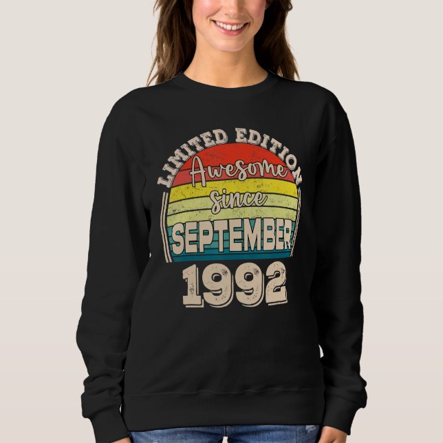 Awesome Since September 1992 Born in September Dad Sweatshirt (Front)