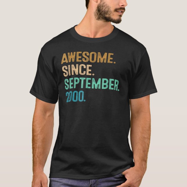 Awesome Since September 2000 22nd Birthday 22 Year T-Shirt (Front)