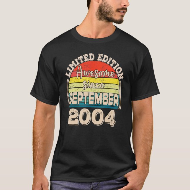 Awesome Since September 2004 Born in September Dad T-Shirt (Front)