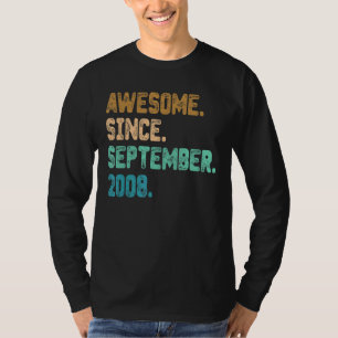 Awesome Since September 2008 Vintage 14th Birthday T-Shirt