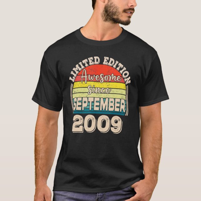 Awesome Since September 2009 Born in September Dad T-Shirt (Front)