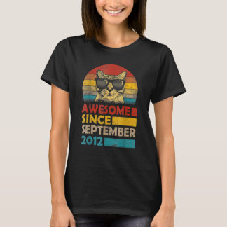 Awesome Since September 2012 10th Birthday Cat T-Shirt