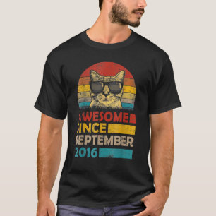 Awesome Since September 2016 6th Birthday Cat T-Shirt