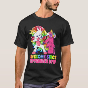 Awesome Since September 2017 4Th Birthday Unicorn T-Shirt