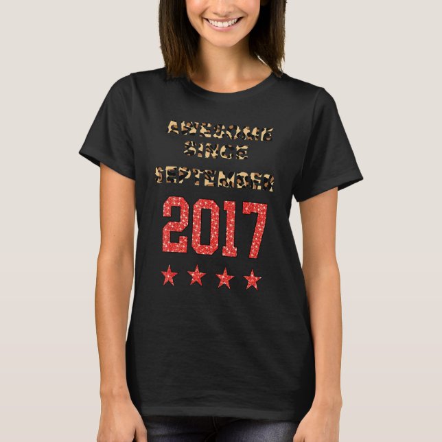 Awesome Since September 2017 Leopard 2017 Septembe T-Shirt (Front)