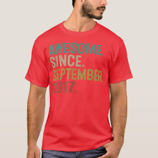 Awesome Since September 2017 Vintage 5th Birthday  T-Shirt