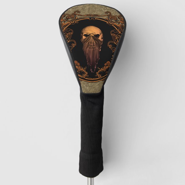 Awesome skull on a frame golf head cover (Front)