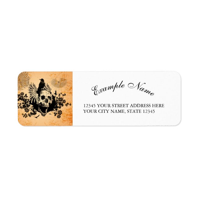 Awesome skull with wings and crow (Front)