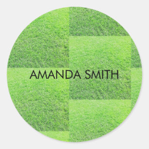 Awesome Soccer Pitch Green Grass Pattern Classic Round Sticker