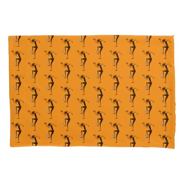 Awesome Soccer Silhouette Orange Pillowcase (Front-Left)
