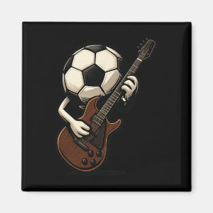 Awesome Soccer With Guitar For A Cool Rocking Look Magnet