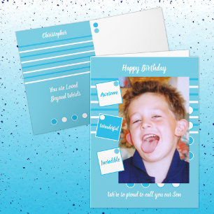 Awesome Son Blue and white Birthday Card