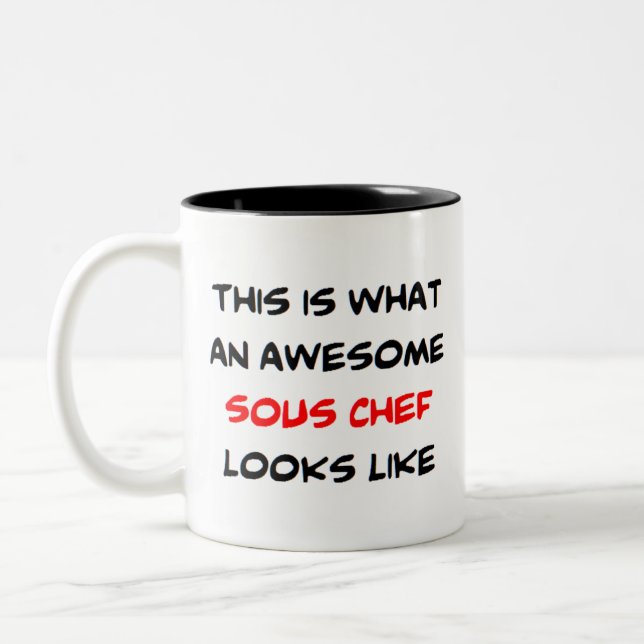 awesome sous chef Two-Tone coffee mug (Left)