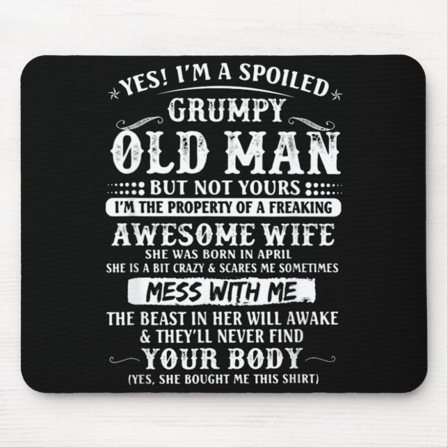 Awesome Spoiled Grumpy Old Wife Born Mouse Mat (Front)