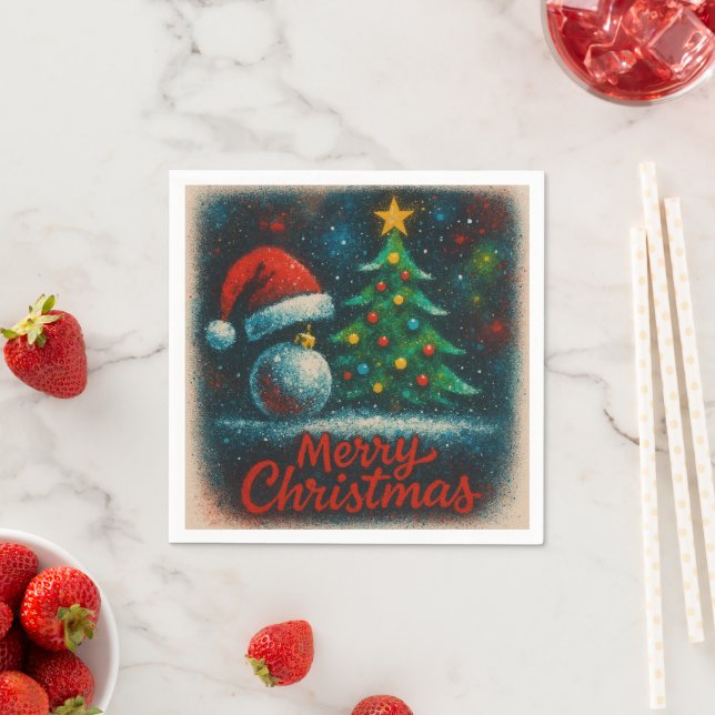 Awesome spray art Merry Christmas Napkin (Insitu)