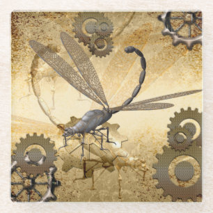 Awesome steam dragonflies glass coaster