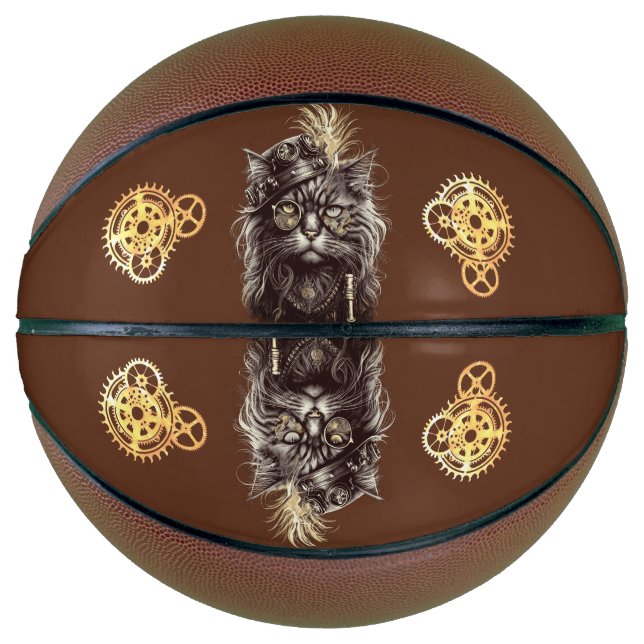 Awesome Steampunk Cat  Basketball (Front)
