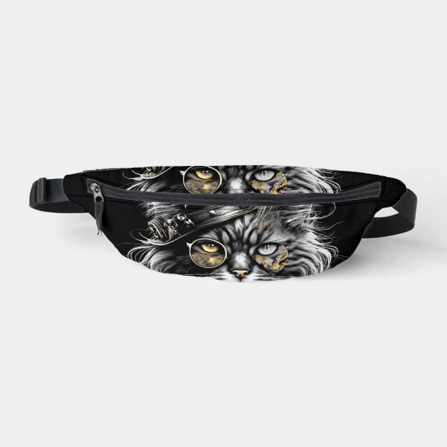 Awesome Steampunk Cat  Bum Bags (Front)