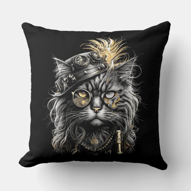 Awesome Steampunk Cat  Cushion (Front)