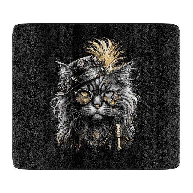 Awesome Steampunk Cat  Cutting Board (Front)
