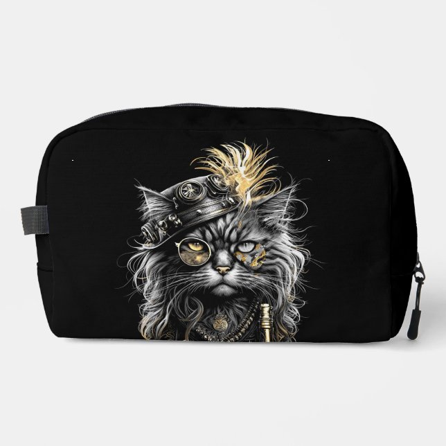 Awesome Steampunk Cat  Dopp Kit (Front)