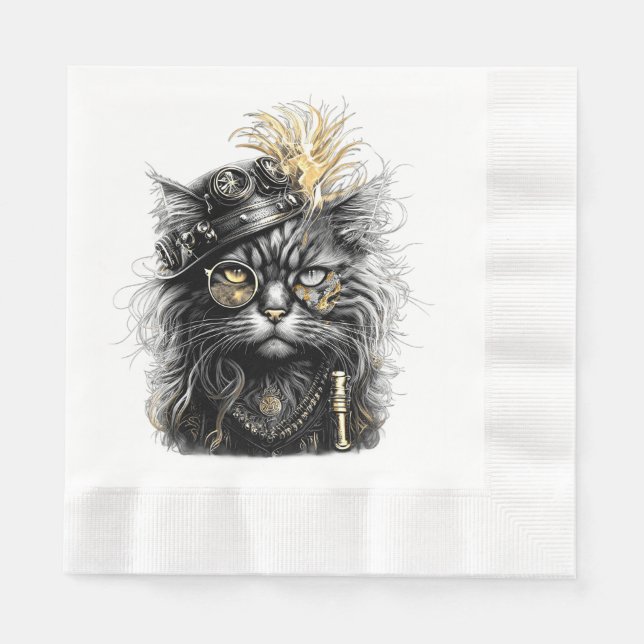 Awesome Steampunk Cat  Napkin (Front)