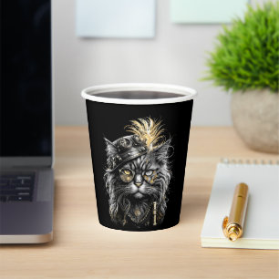 Awesome Steampunk Cat Paper Cups