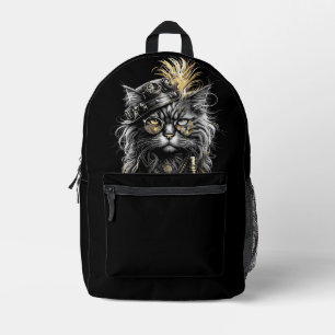Awesome Steampunk Cat  Printed Backpack