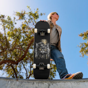Awesome Steampunk Cat Skateboard