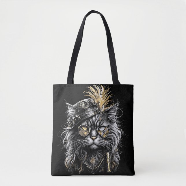 Awesome Steampunk Cat  Tote Bag (Front)