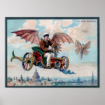 Awesome Steampunk Flying Car Poster<br><div class="desc">Awesome Steampunk Flying Car Victorian Advertising card</div>