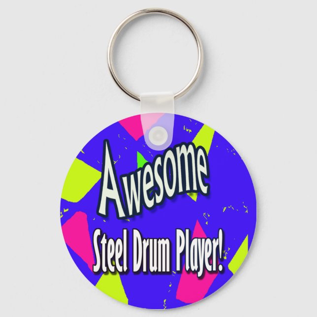 Awesome steel drum player keychain (Front)