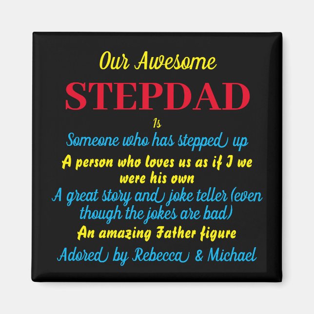 Awesome Stepdad Father's Day quote Black Magnet (Front)