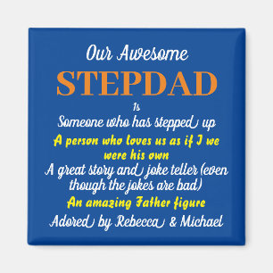 Awesome Stepdad Father's Day quote Blue Magnet