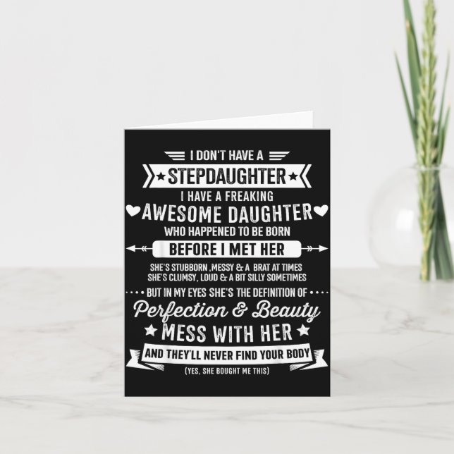 Awesome Stepdaughter For Step Bonus Dad Fathers Da Card (Front)