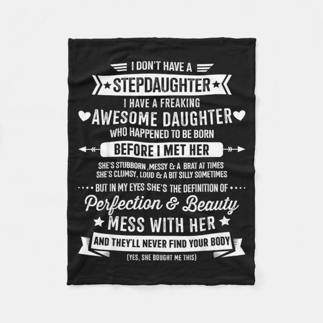 Awesome Stepdaughter For Step Bonus Dad Fathers Da Fleece Blanket (Front)