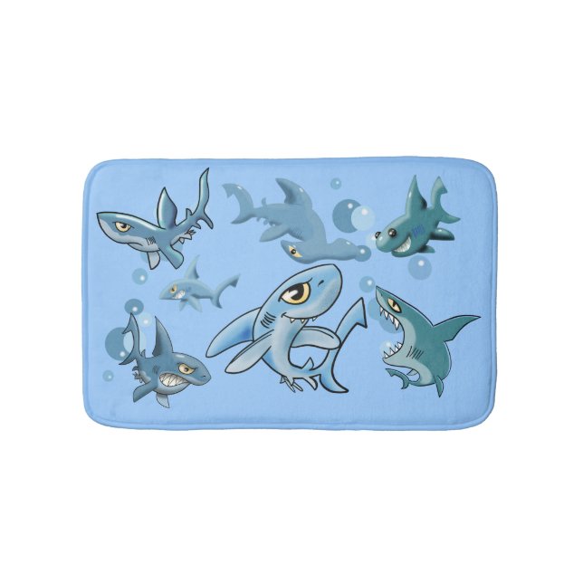 Awesome, Stupendous, Magnificent Shiver of Sharks Bath Mat (Front)