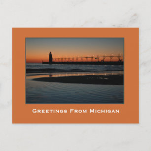 Awesome Sunset on Lake Michigan Postcard