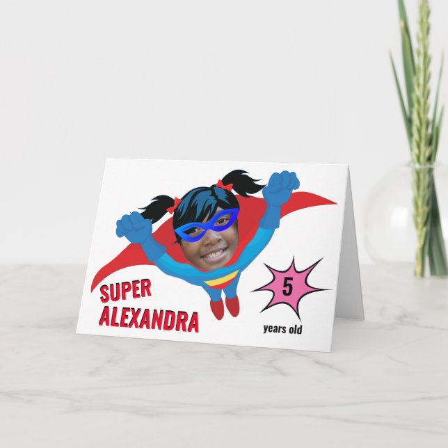 Awesome Superhero Colouring Page Birthday Gift Card (Front)