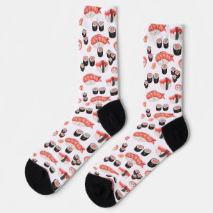 Awesome Sushi Pattern with Kawaii Expressions Socks