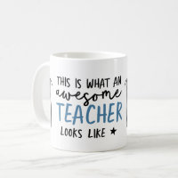 Awesome teacher modern typography blue gift