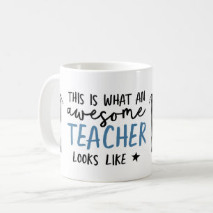 Awesome teacher modern typography blue gift coffee mug
