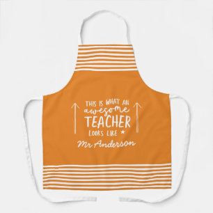 Awesome teacher modern typography colourful gift apron